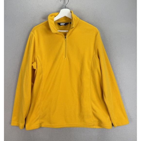 Lands' End Sweaters - Lands End Women's Sz XL Yellow Mock Neck‎ Fleece 1/4 Zip Pullover Sweater